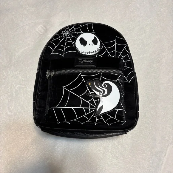 Disney Black and White nightmare before Christmas Spider Web Backpack Jack Skellington Spiderweb Vertical Nightmare Before  main image 3